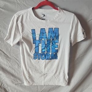 White Nike T-Shirt with Blue Graphic